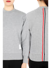 Center Back RWB Stripe Classic Loopback Crewneck Sweatshirt Light Grey - THOM BROWNE - BALAAN 3