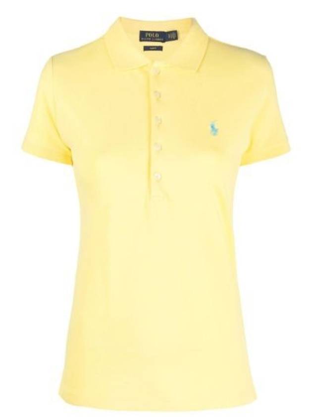 Women's Julie Logo Embroidered Short Sleeve PK Shirt Yellow - POLO RALPH LAUREN - BALAAN 2