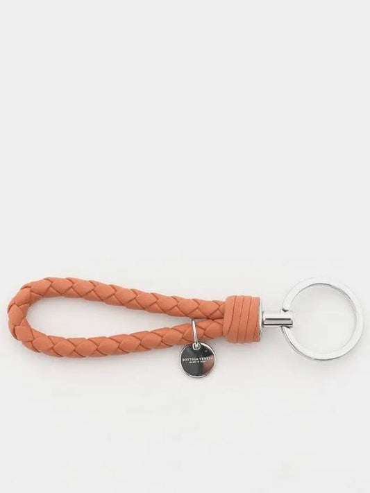 Intrecciato Leather Key Holder Coral - BOTTEGA VENETA - BALAAN 2