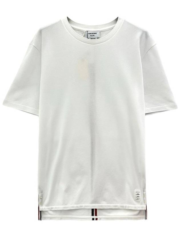 Men's Center Back Striped Short Sleeve T-Shirt White - THOM BROWNE - BALAAN 2