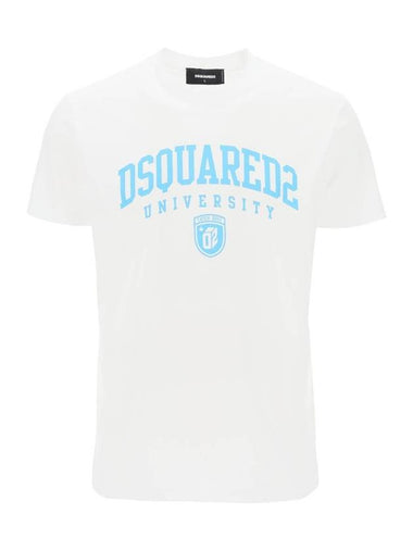 College Print Short Sleeve T-Shirt White - DSQUARED2 - BALAAN 1