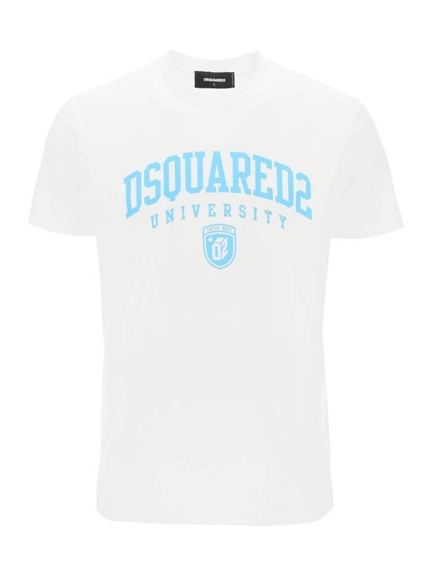 College Print Short Sleeve T-Shirt White - DSQUARED2 - BALAAN 1