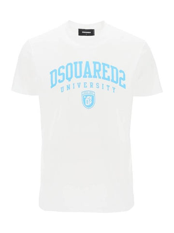 College Print Short Sleeve T-Shirt White - DSQUARED2 - BALAAN 1