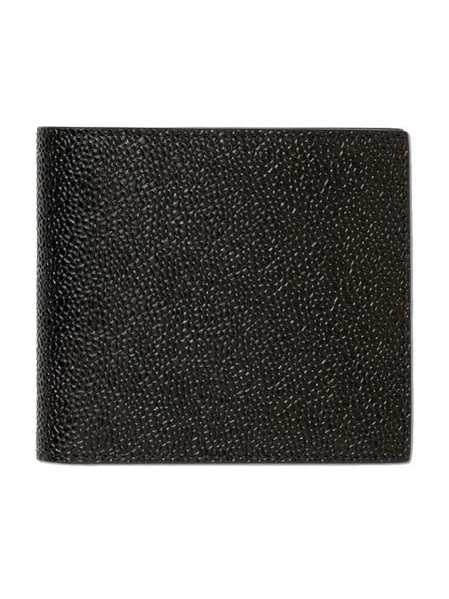 Pebble Grain Leather Half Wallet Black - THOM BROWNE - BALAAN 4