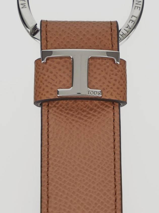 T Logo Leather Strap Keyholder Brown - TOD'S - BALAAN 4