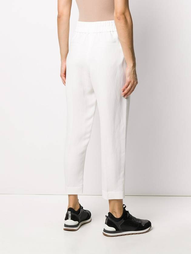 Women's Crop Banding Straight Pants White - BRUNELLO CUCINELLI - BALAAN 7