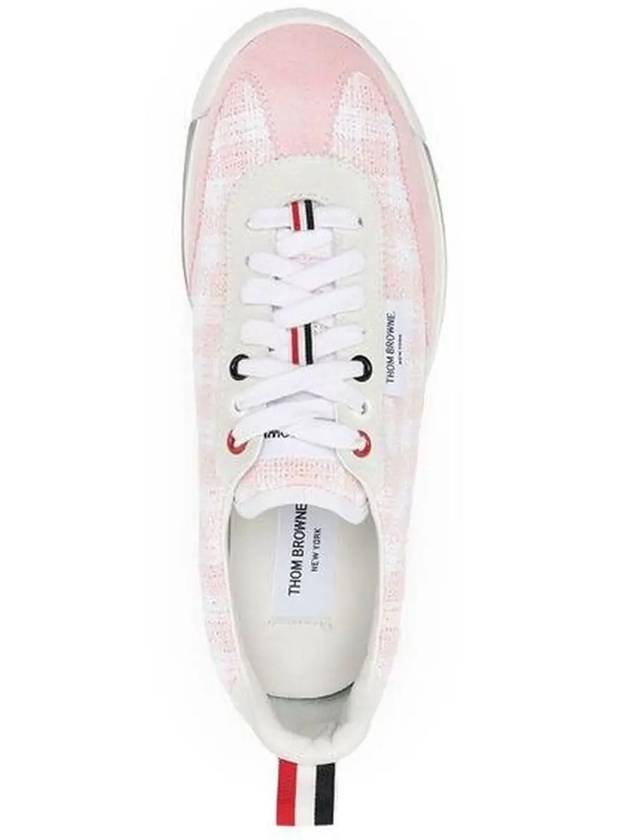 Gingham Boucle Clear Sole Tech Runner Low Top Sneakers Light Pink - THOM BROWNE - BALAAN 6