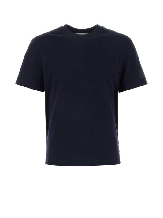 Patch Logo Round Neck Short Sleeved T-Shirt Navy - AMI - BALAAN 1