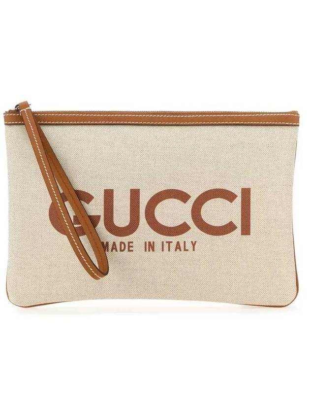 Canvas Print Clutch Bag Beige - GUCCI - BALAAN 1