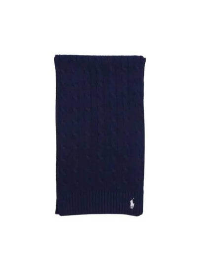 Embroidery Pony Logo Cable Knit Muffler Navy - POLO RALPH LAUREN - BALAAN 2