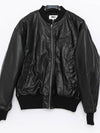 Number Embroidered Faux Leather Bomber Jacket Black - MAISON MARGIELA - BALAAN 4