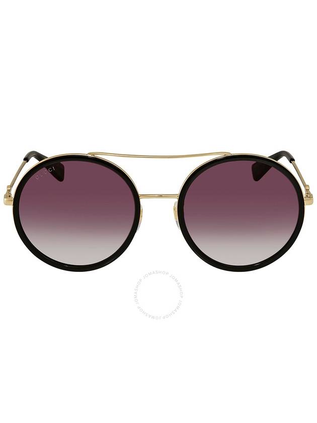 Eyewear Round Two Bridges Black Gold Sunglasses Purple - GUCCI - BALAAN 3