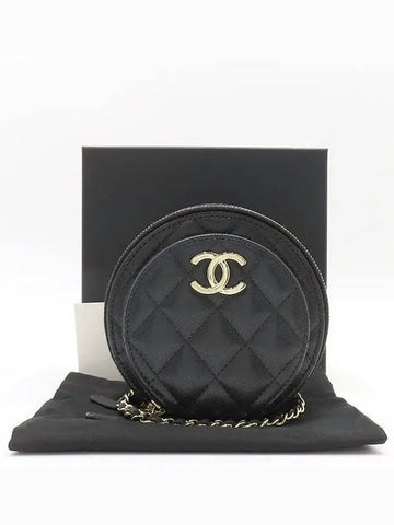 AP3922 Black color caviar round chain cross bag - CHANEL - BALAAN 1