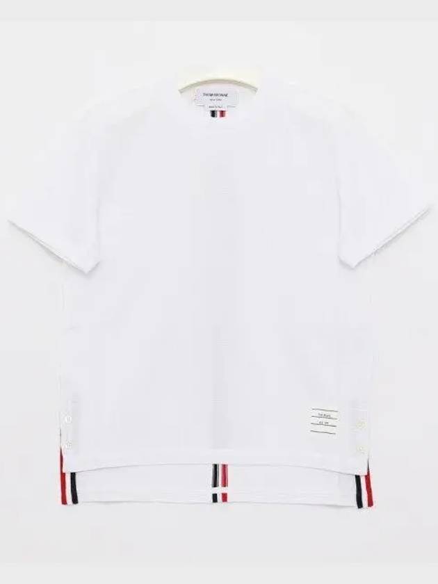 Center Back Stripe Classic Cotton Pique Relaxed Fit Short Sleeve T-Shirt White - THOM BROWNE - BALAAN 2