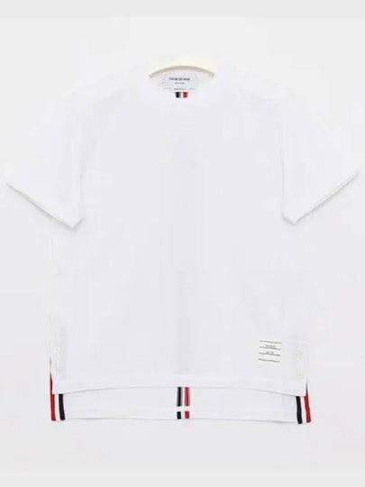 Center Back Stripe Classic Cotton Pique Relaxed Fit Short Sleeve T-Shirt White - THOM BROWNE - BALAAN 2