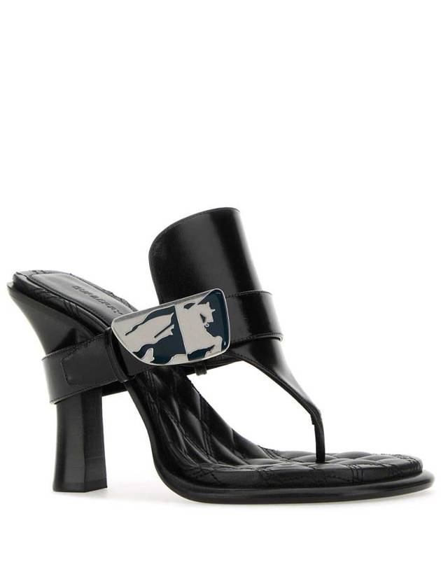 Bay Leather Sandal Heels Black - BURBERRY - BALAAN 3