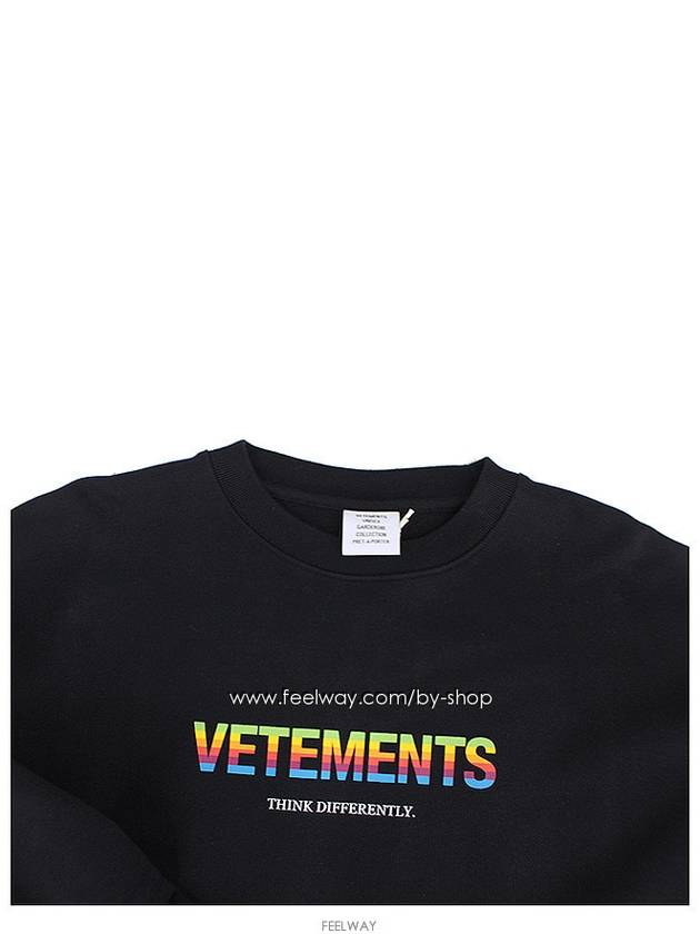 Men's Rainbow Logo Print Sweatshirt Black - VETEMENTS - BALAAN.