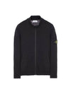 Logo Badge Full Zipper Loose Fit Cotton Cardigan Black - STONE ISLAND - BALAAN 1