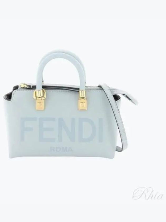 Leather Small Boston Tote Bag Light Blue - FENDI - BALAAN 2