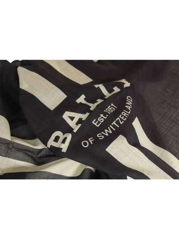 Logo Striped Cotton Muffler Navy - BALLY - BALAAN 4