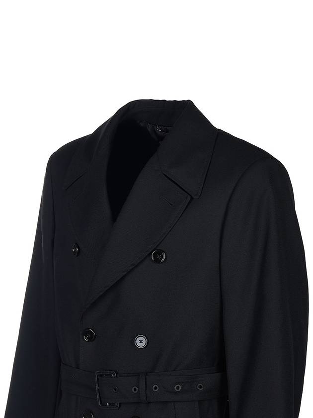 Men's Wool Trench Coat Black - DOLCE&GABBANA - BALAAN.