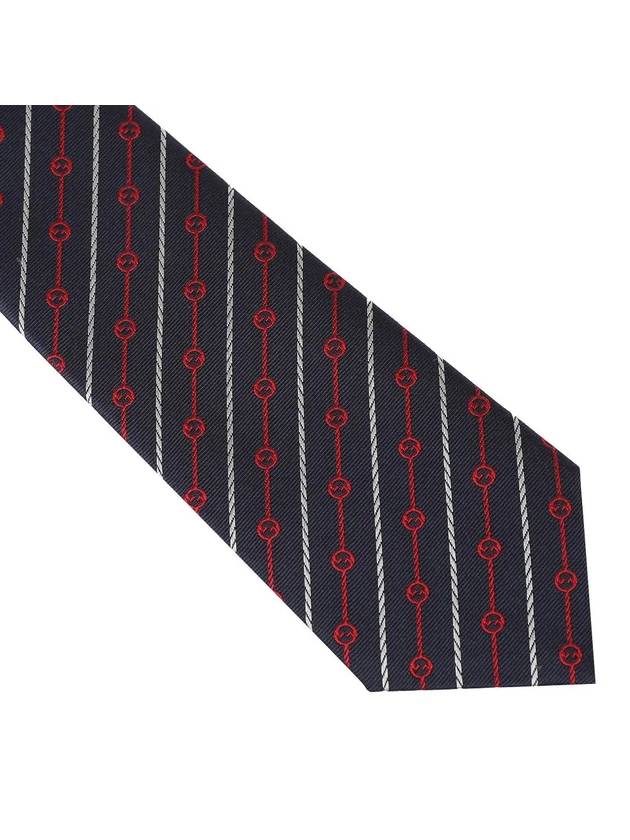 Round Interlocking G Rope Silk Tie Navy Blue - GUCCI - BALAAN 8