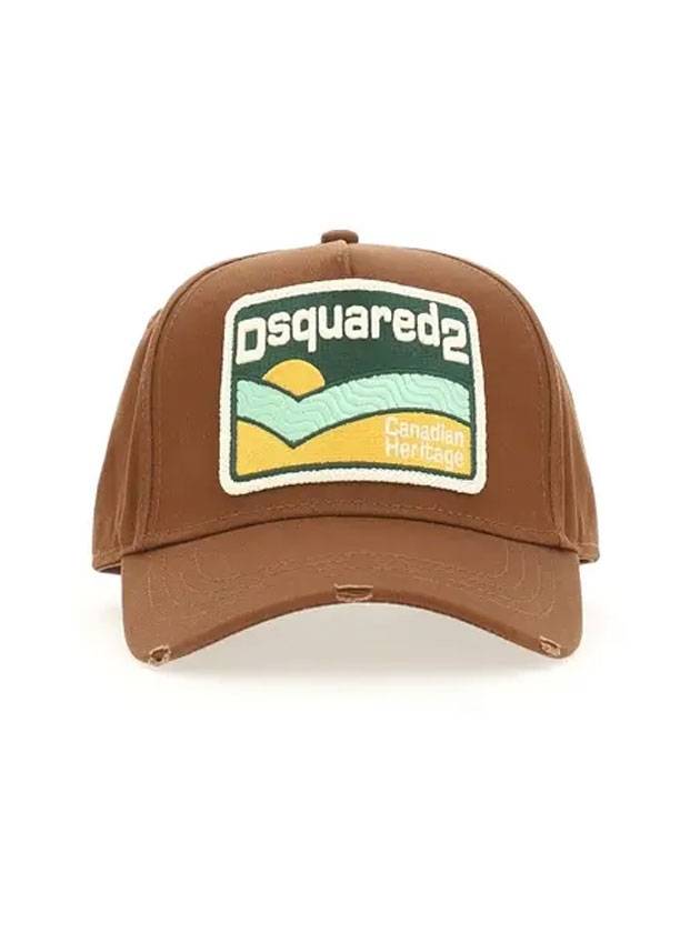 Men's Logo Cotton Ball Cap Brown - DSQUARED2 - BALAAN 1