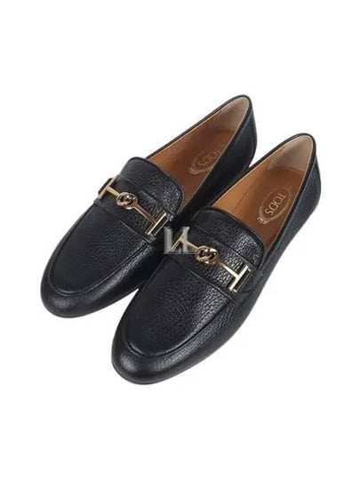 Women's Double T Logo Leather Loafers Black - TOD'S - BALAAN 2