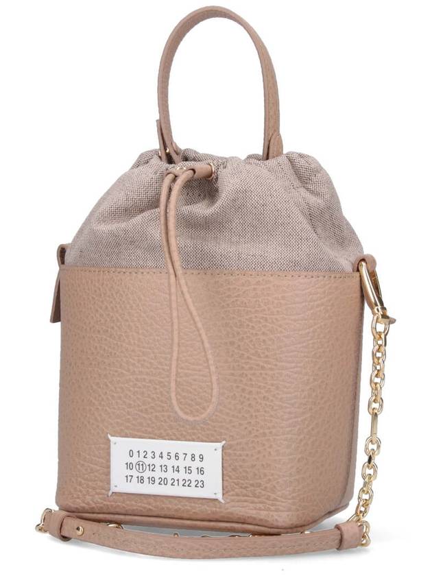 5AC Number Logo Texture Leather Bucket Bag Beige - MAISON MARGIELA - BALAAN 3