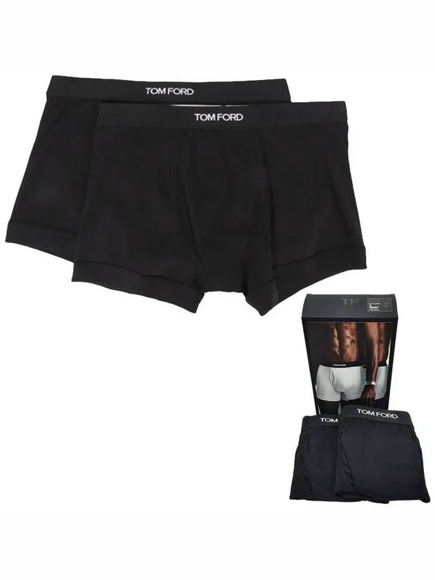 Men's Cotton Boxer Briefs Black 2 Pack - TOM FORD - BALAAN 2