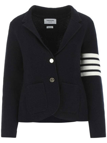 Women's Fine Merino Wool Link Jacket Navy - THOM BROWNE - BALAAN 1