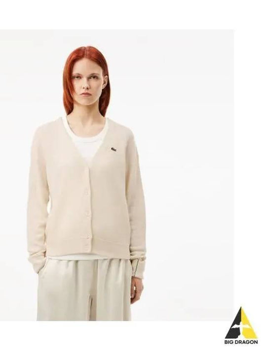 Women s Ring Slings V neck Cardigan OFFWHITE Off White - LACOSTE - BALAAN 1