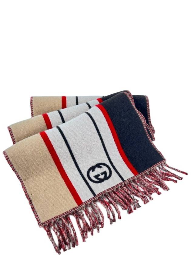 Interlocking G Stripe Muffler Beige Brown - GUCCI - BALAAN 5