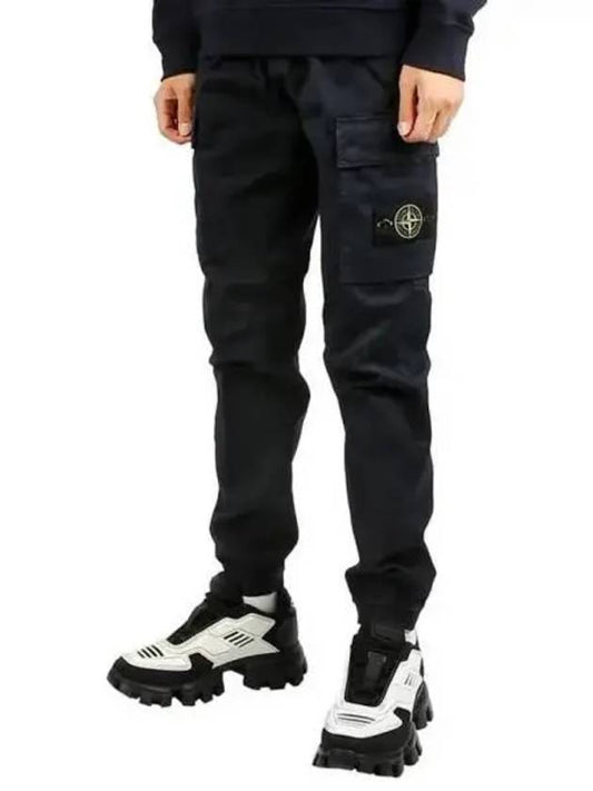 Stretch Cotton Cargo Straight Pants Navy - STONE ISLAND - BALAAN 2