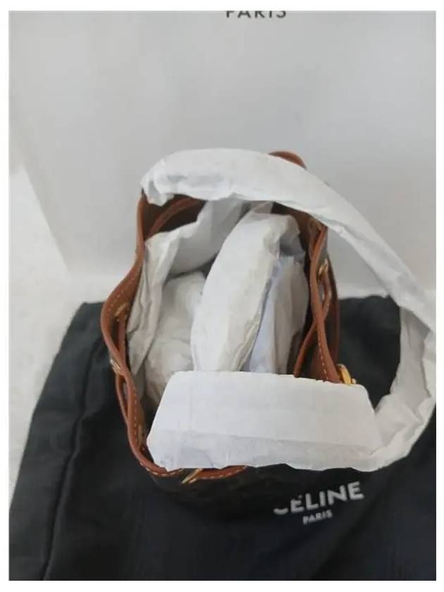 Triomphe Drawstring Small Bucket Bag Tan - CELINE - BALAAN 9