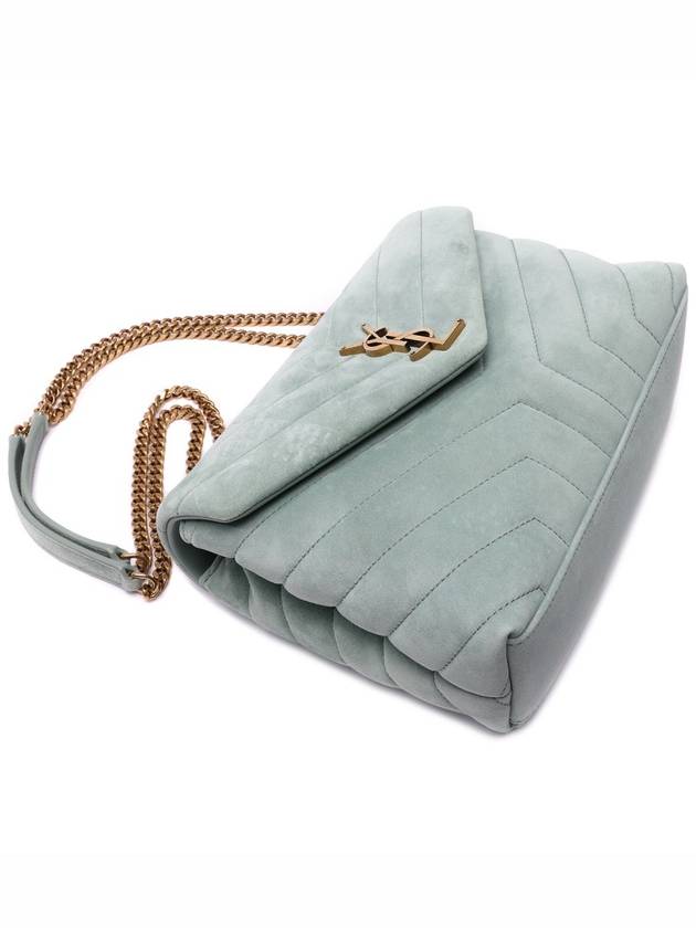 Loulou Quilted Suede Small Shoulder Bag Green - SAINT LAURENT - BALAAN 6