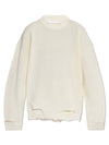 Distressed Crewneck Jumper Knit Top White - HELMUT LANG - BALAAN 2