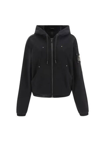 Broadview Bunny Logo Patch Zip-Up Hoodie Black - MOOSE KNUCKLES - BALAAN 1