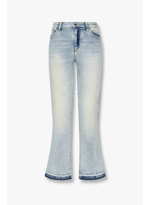 Women s Embossed Logo Patch Flare Jeans Light Blue - ARMANI EXCHANGE - BALAAN 1