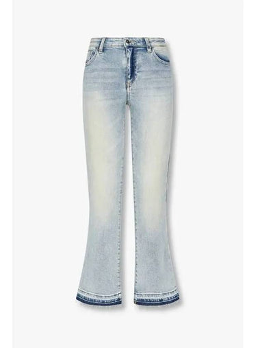 Women s Embossed Logo Patch Flare Jeans Light Blue - ARMANI EXCHANGE - BALAAN 1