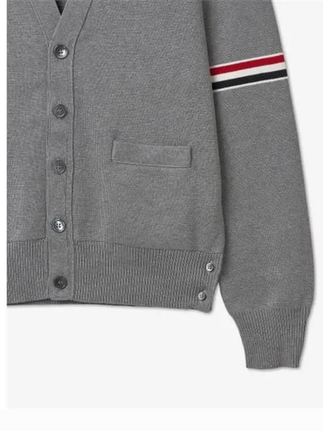 Milano Stitch Sprite Armband Cotton V-neck Cardigan Light Grey - THOM BROWNE - BALAAN 4