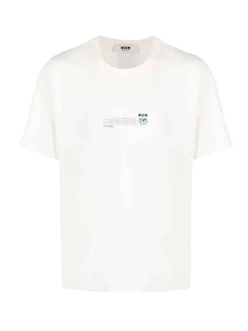 Slogan Logo Print Short Sleeve T-Shirt Ivory - MSGM - BALAAN 1