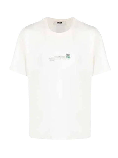 Slogan Logo Print Short Sleeve T-Shirt Ivory - MSGM - BALAAN 1