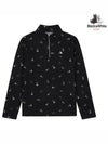 Women s flower print half zip up t shirt 9514LXSS BLACK - BLACK&WHITE - BALAAN 1