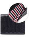 Debossed Pebble Card Wallet Black - THOM BROWNE - BALAAN 3