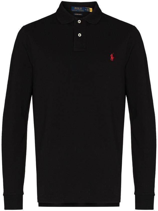 Embroidered Logo Slim Fit Polo Shirt Black - POLO RALPH LAUREN - BALAAN.