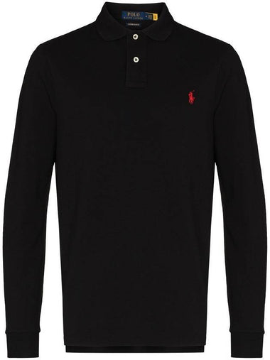 Embroidered Logo Slim Fit Polo Shirt Black - POLO RALPH LAUREN - BALAAN 1