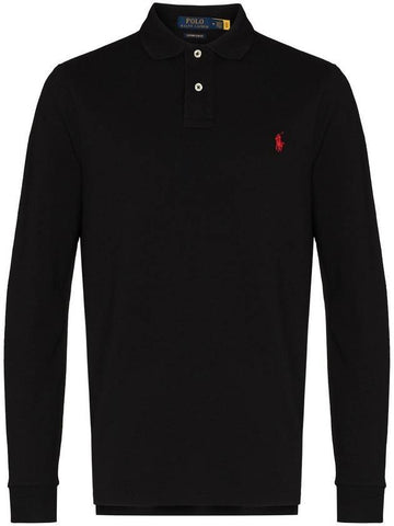 Embroidered Logo Slim Fit Polo Shirt Black - POLO RALPH LAUREN - BALAAN 1