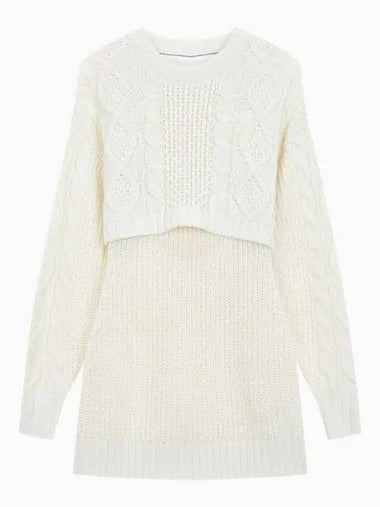 JEANS Women s Ivory Cable Sweater Dress J222327 YBI - CALVIN KLEIN - BALAAN 1