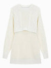 Jeans Cable Knit Short Dress Ivory - CALVIN KLEIN - BALAAN 2